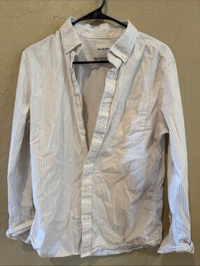Goodfellow & Co White Shirt with Thin Tan Stripes